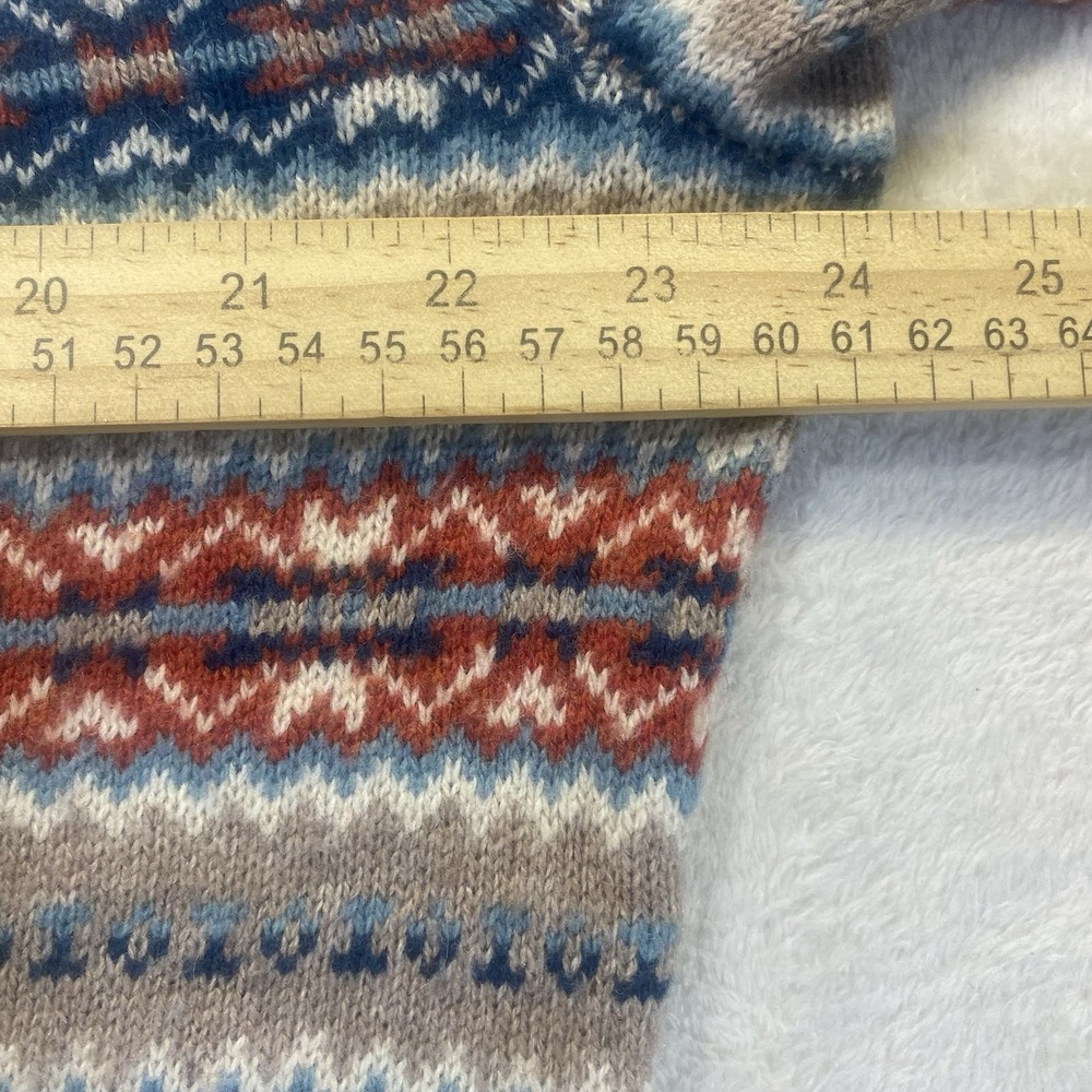 J Crew Mens L Striped Lambs Wool Sweater Beige Blue Orange Academia Dad - Picture 3 of 8